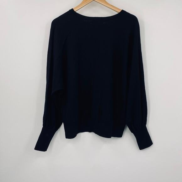 Banana Republic Telma Merino Wool Sweater Relaxed Long Sleeve Dolman Black XL - Picture 7 of 12